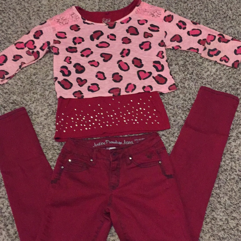 Girls 2 piece Justice pants and shirt